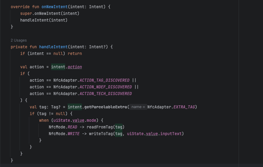 NFC 읽기 모드 구현 tag 감지